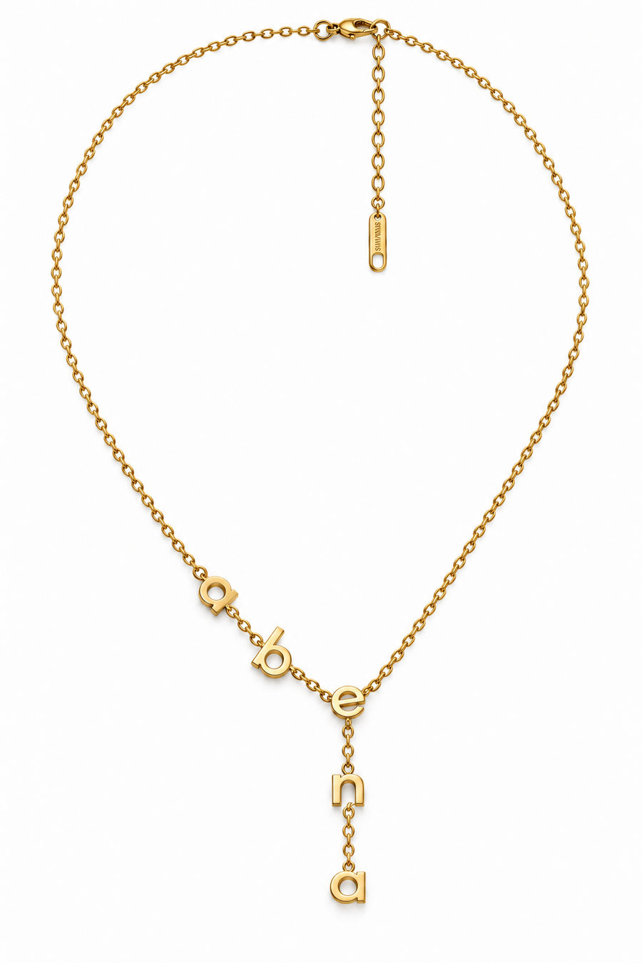 Abena name necklace, close up