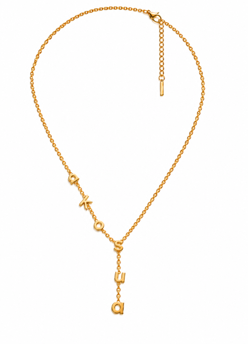 Akosua gold letter charm Y-drop lariat necklace