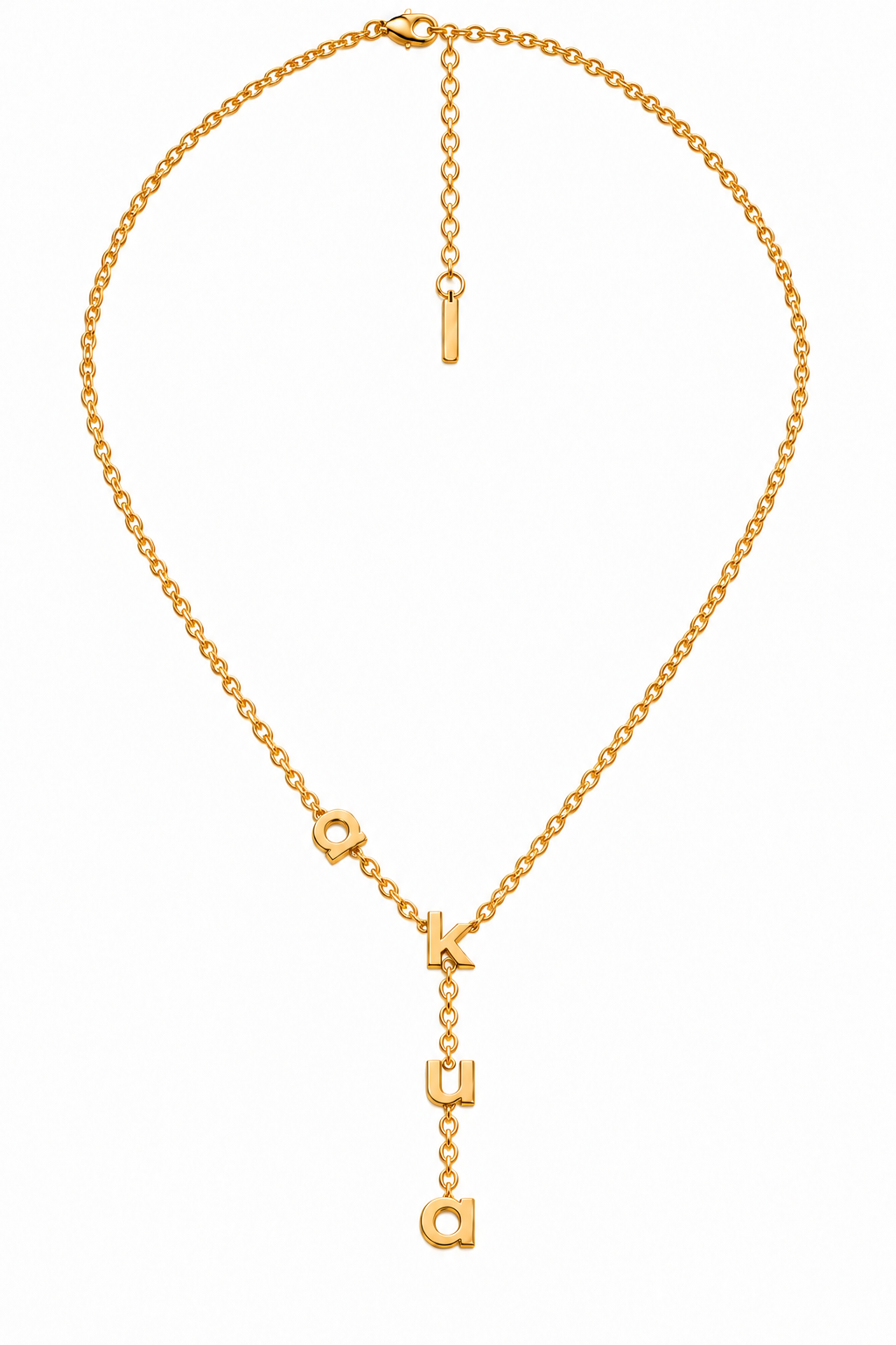 Akua gold letter charm Y-drop lariat necklace