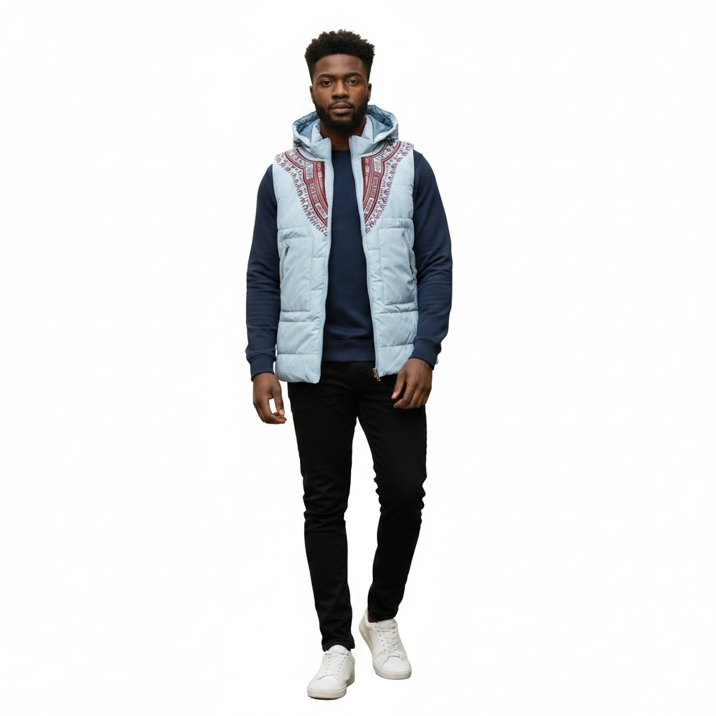 Harmattan Puffer Vest - Red on Blue