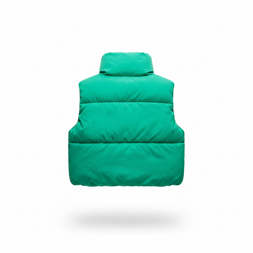 Harmattan Cropped Puffer Vest (Green & Gray)