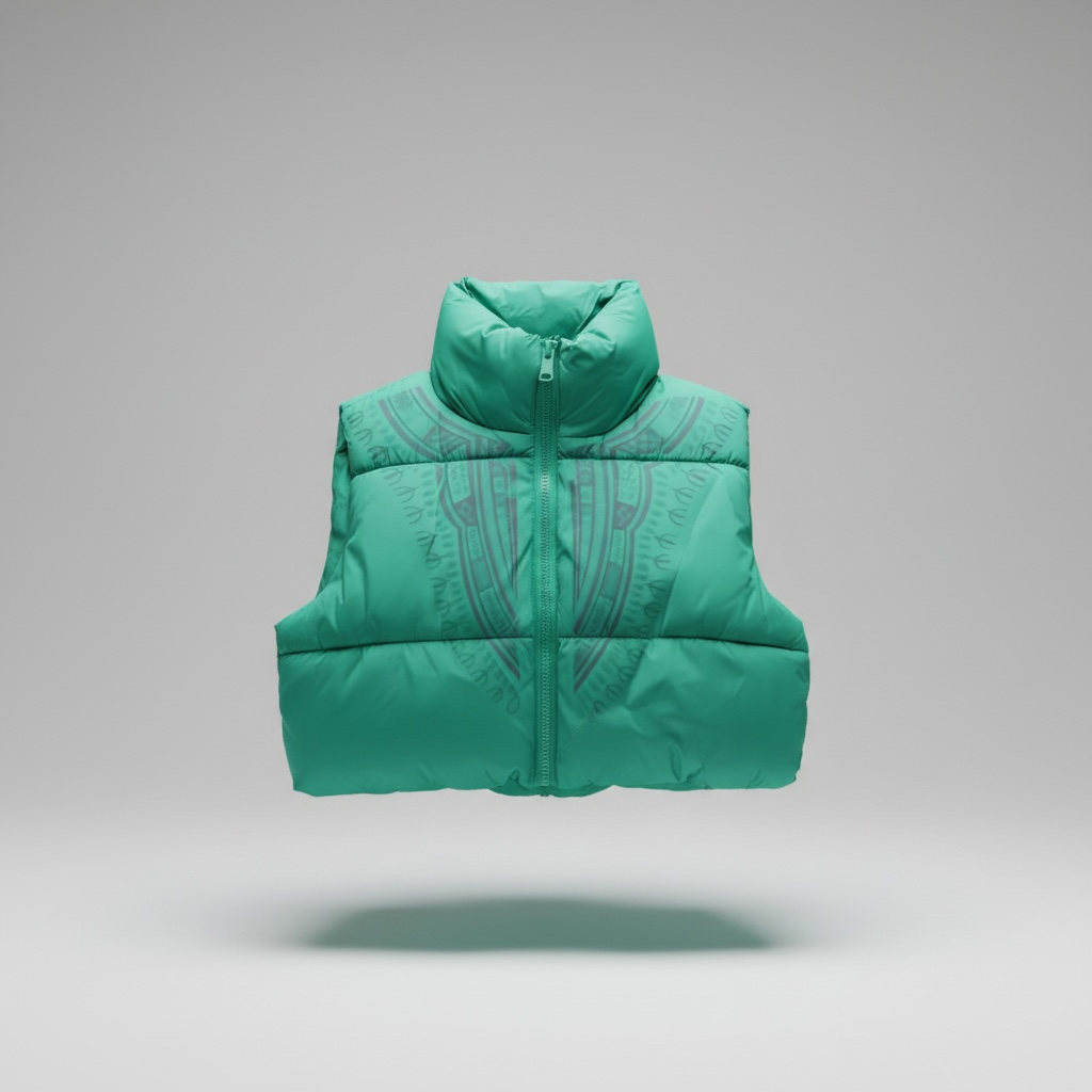Harmattan Cropped Puffer Vest (Green & Gray)