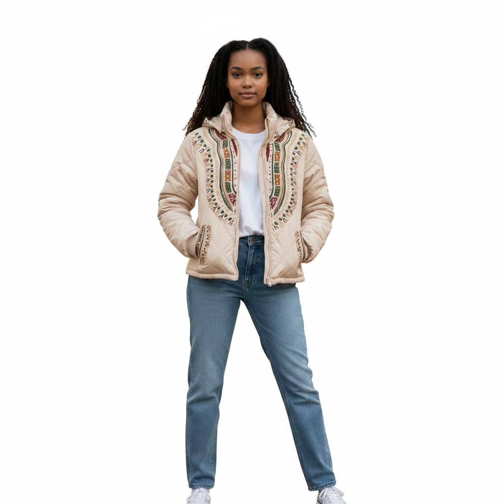 Harmattan Puffer Jacket (Multi on Ivory)