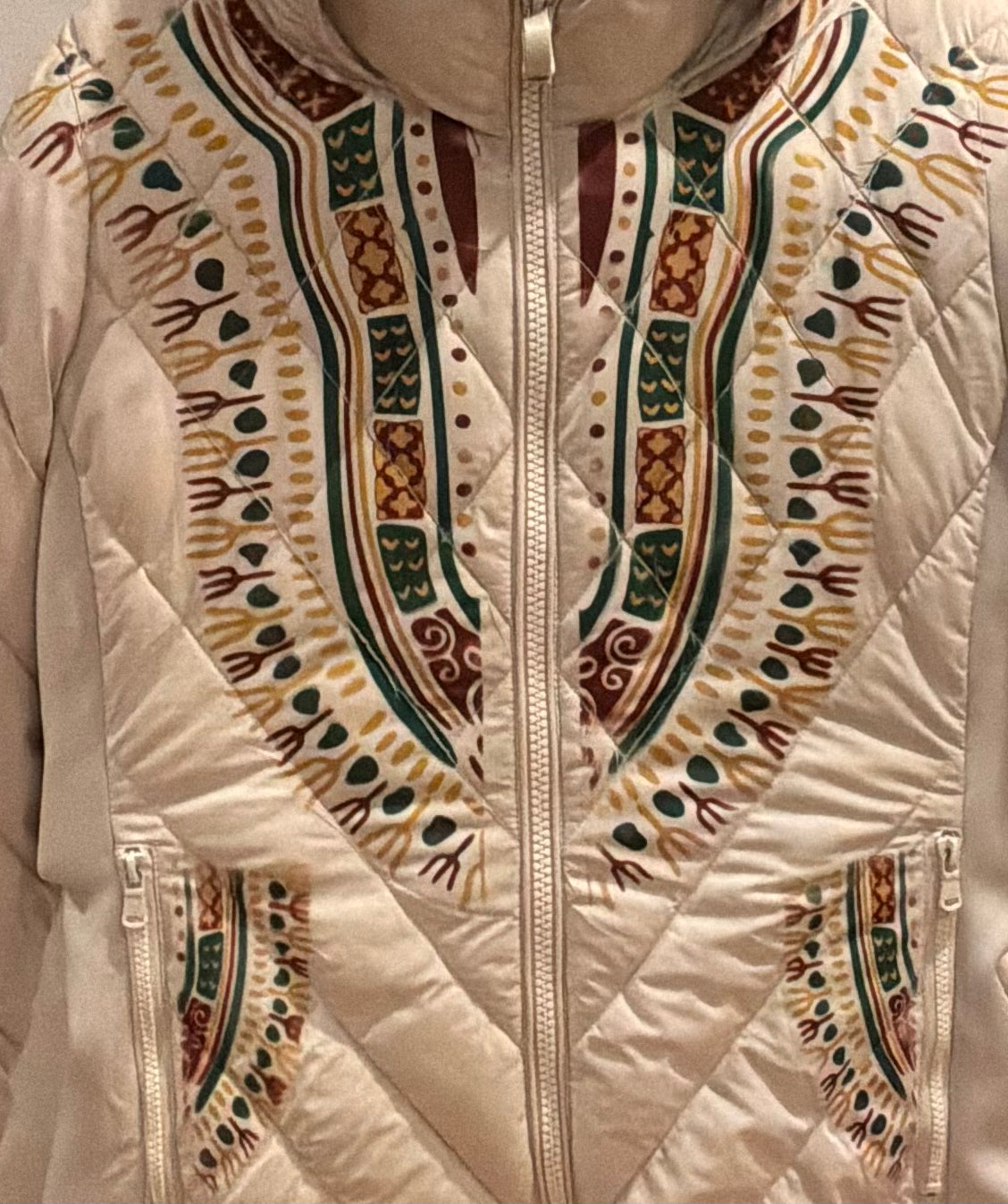 Harmattan Puffer Jacket (Multi on Ivory)