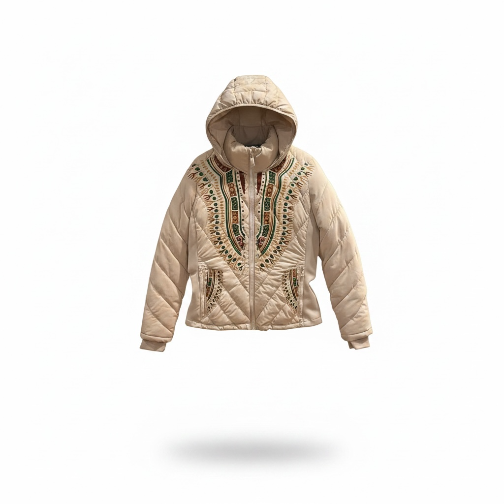 Harmattan Puffer Jacket (Multi on Ivory)