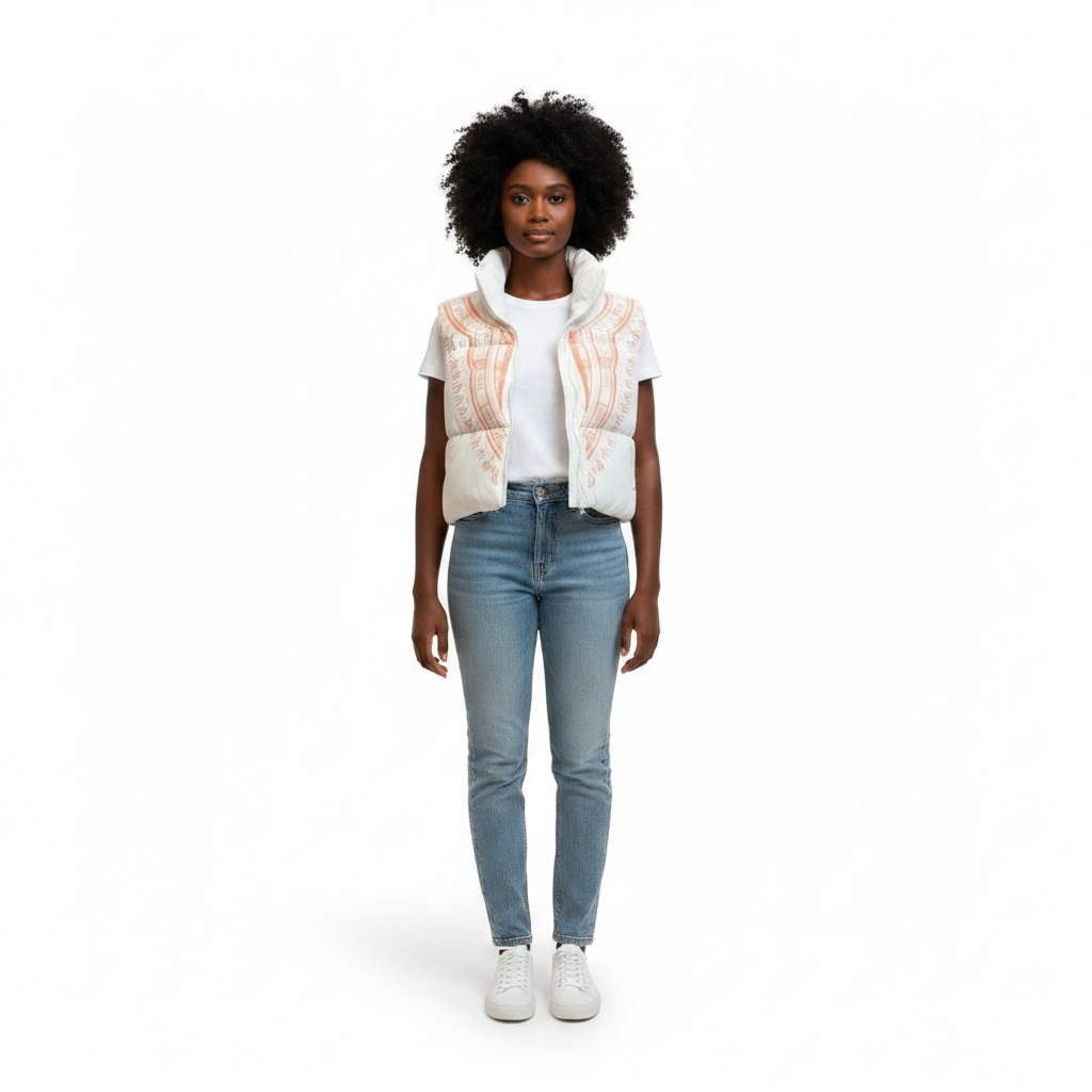 Harmattan Cropped Puffer Vest - Peach on White