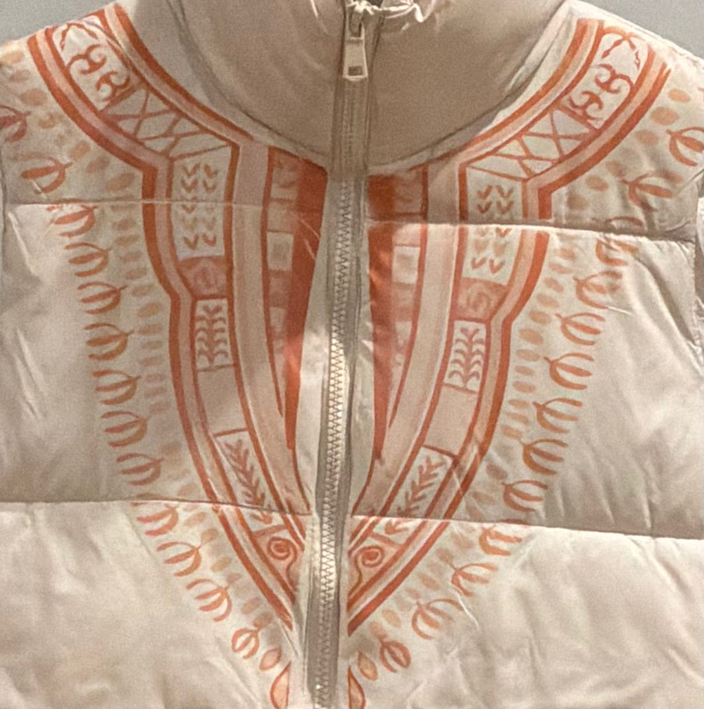 Harmattan Cropped Puffer Vest - Peach on White