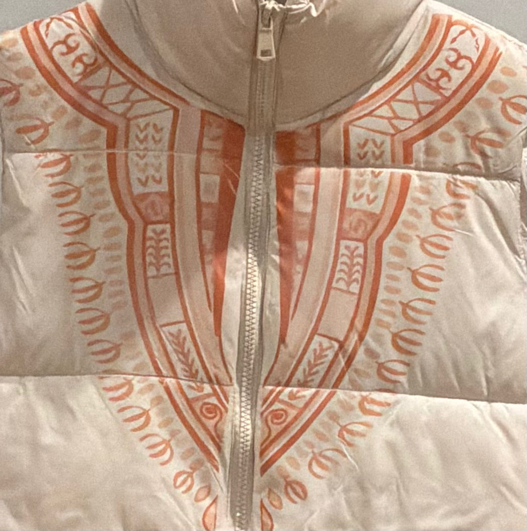 Harmattan Cropped Puffer Vest - Peach on White