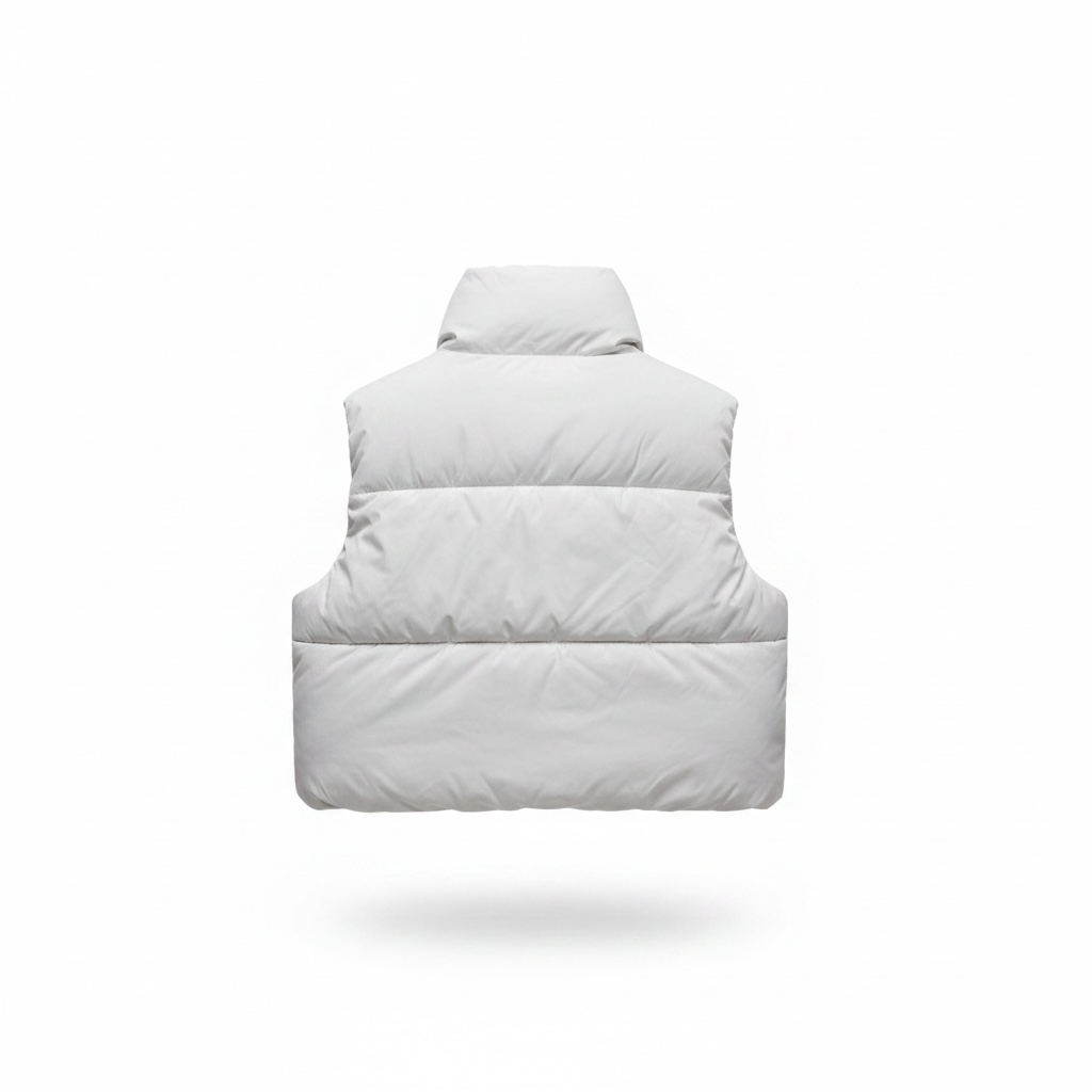 Harmattan Cropped Puffer Vest - Peach on White