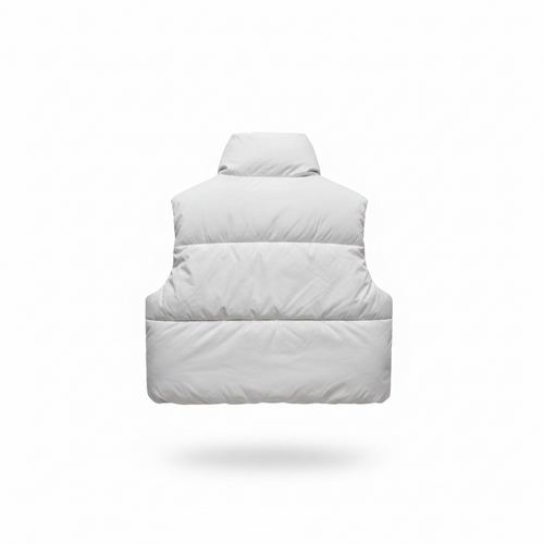 Harmattan Cropped Puffer Vest - Peach on White