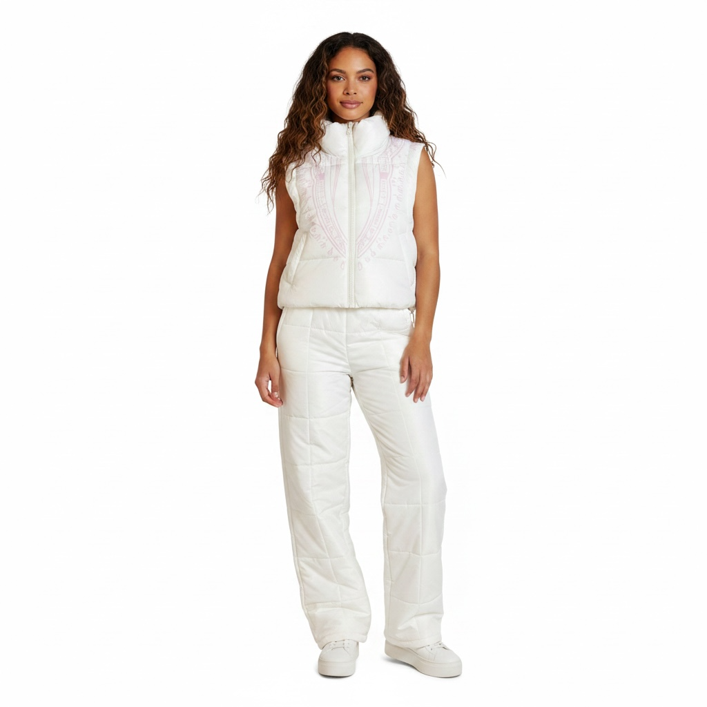 Harmattan Cropped Puffer Vest (Pink & White)