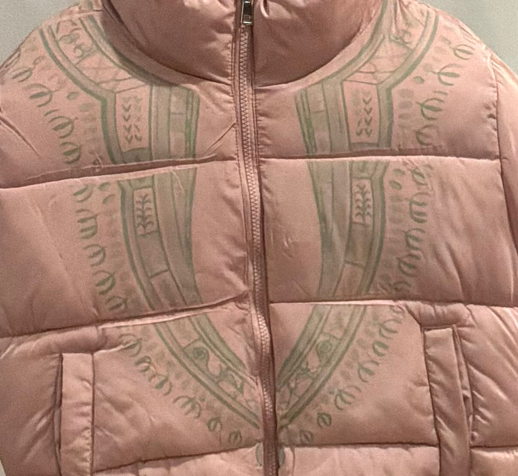 Harmattan Cropped Puffer Jacket (Green & Pink)