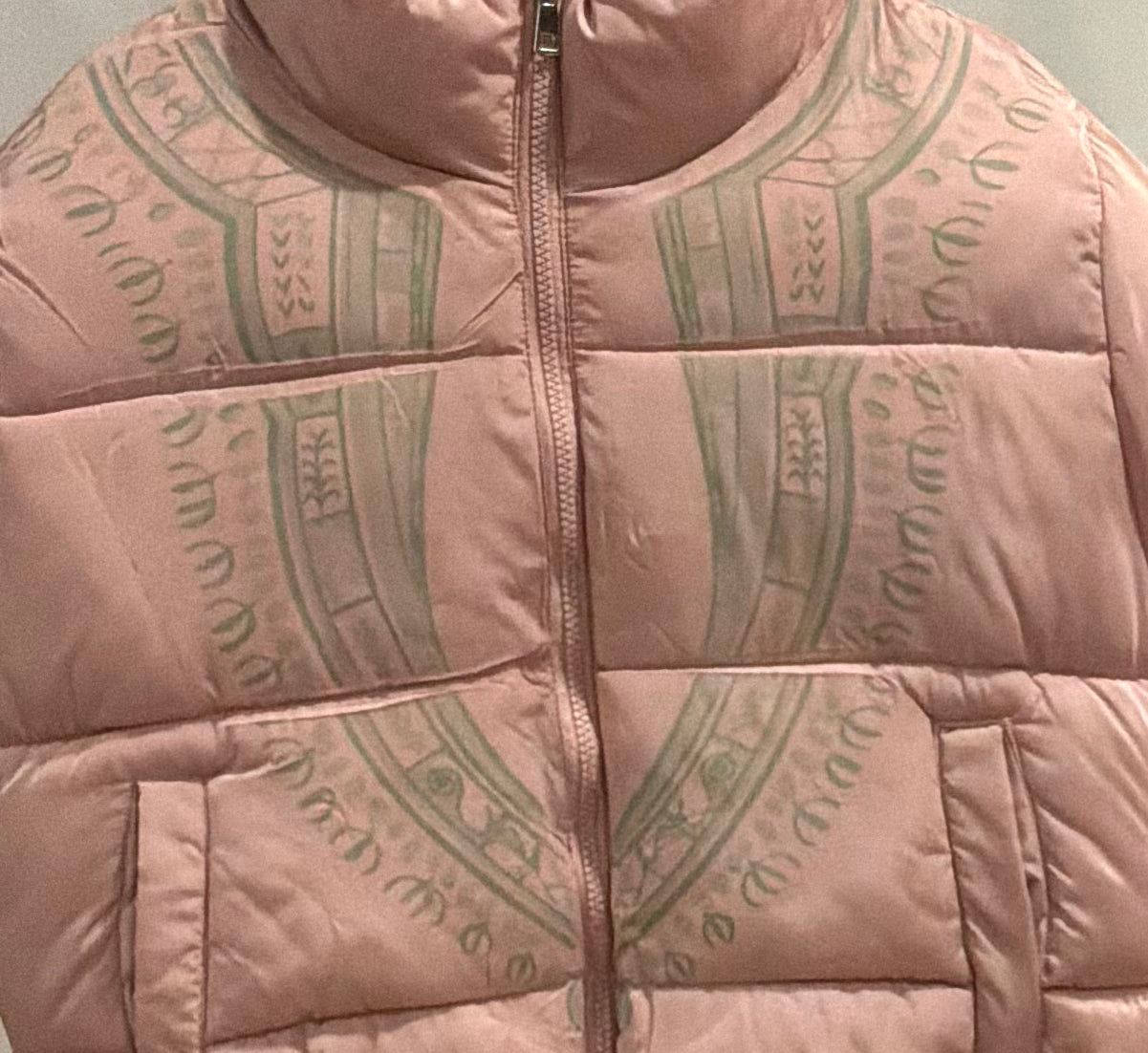 Harmattan Cropped Puffer Jacket (Green & Pink)