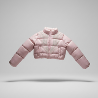 Harmattan Dashiki Cropped Puffer Jacket – Green & Pink