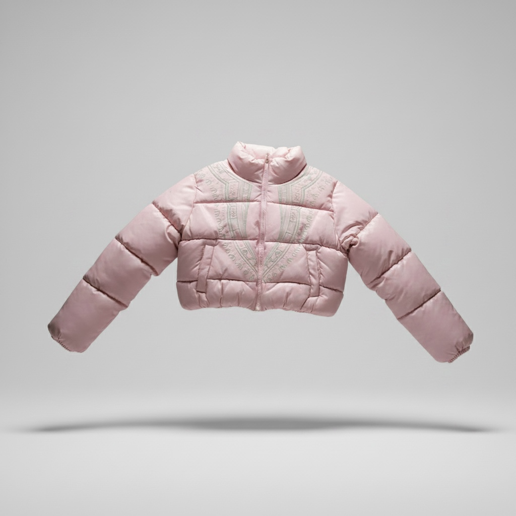 Harmattan Cropped Puffer Jacket (Green & Pink)