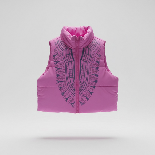 Harmattan dashiki puffer vest