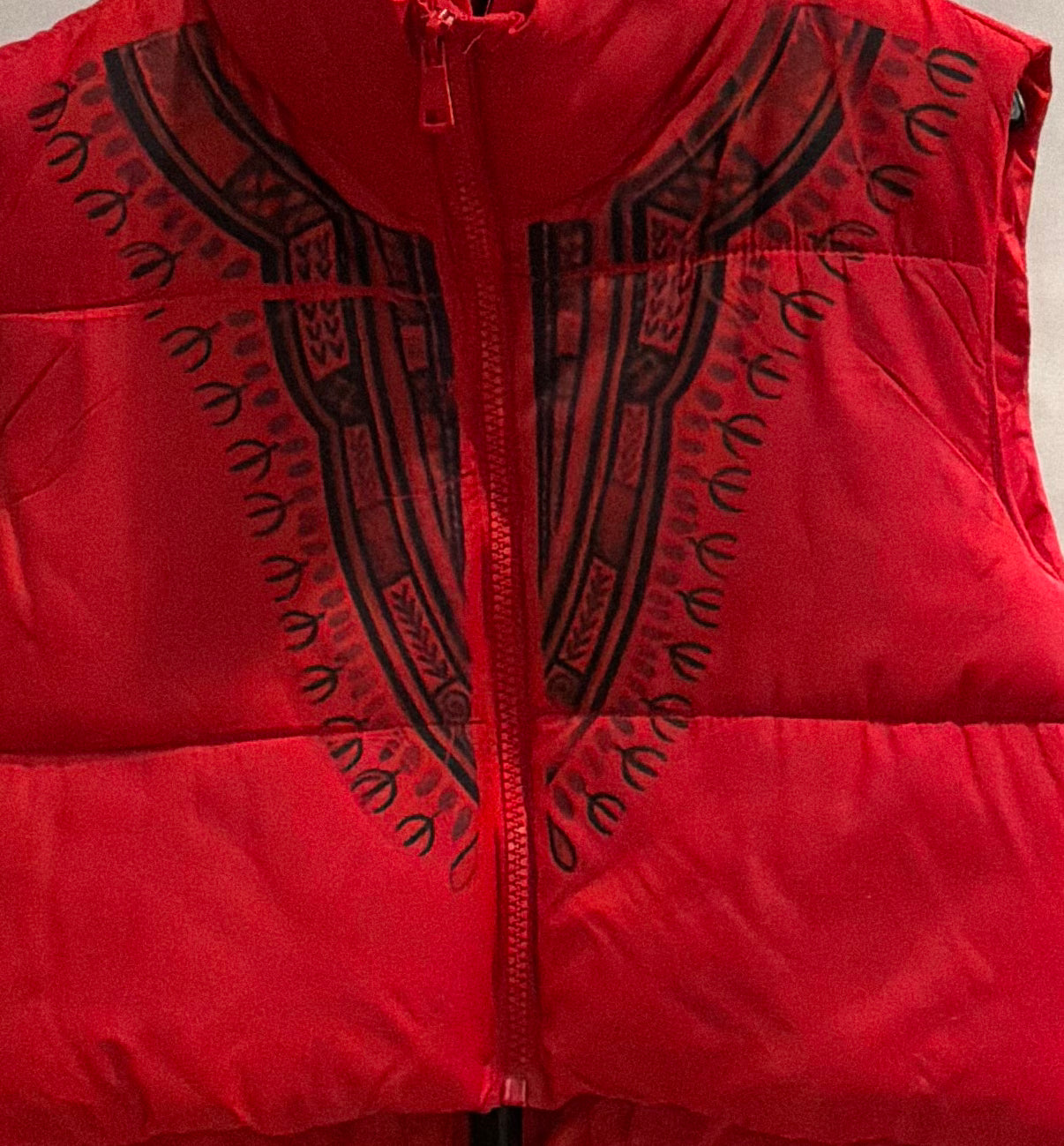 Harmattan Cropped Puffer Vest - Red on Blue