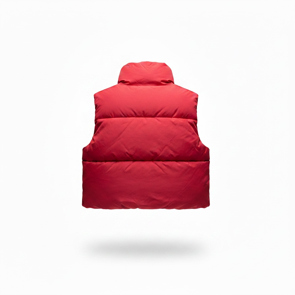 Harmattan Cropped Puffer Vest - Red on Blue