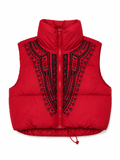 Harmattan Cropped Puffer Vest – Red