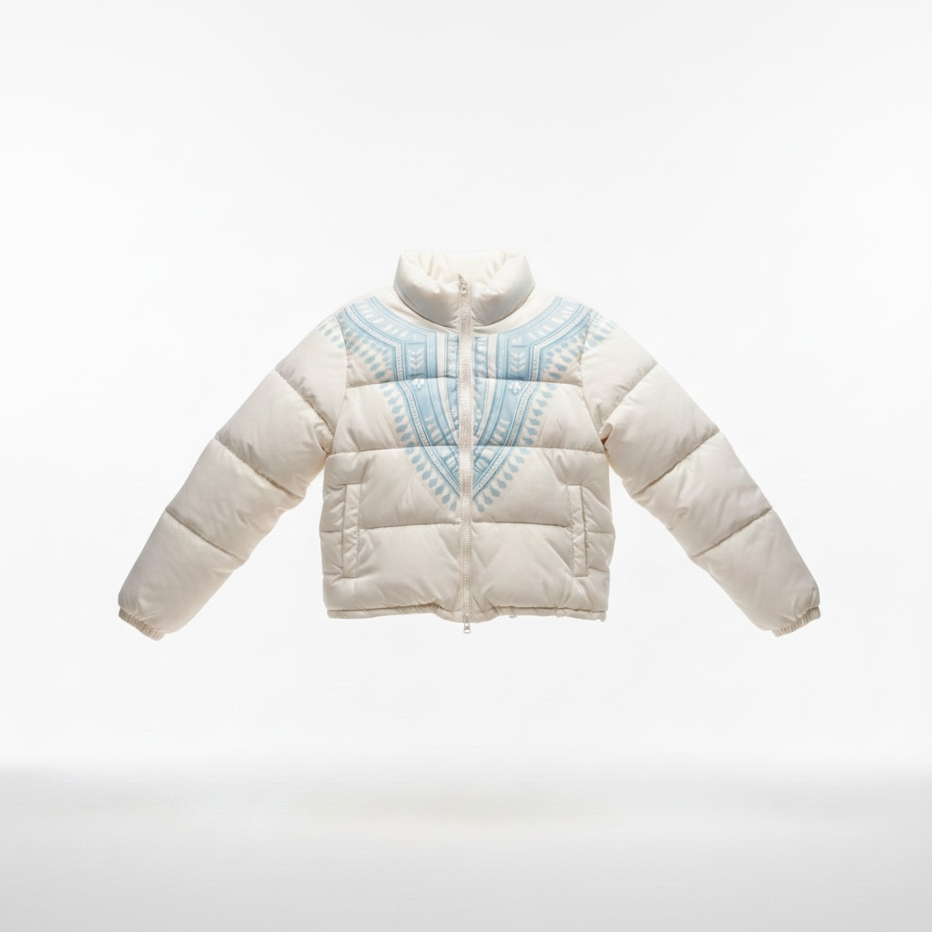 Harmattan Puffer Jacket - Blue on White