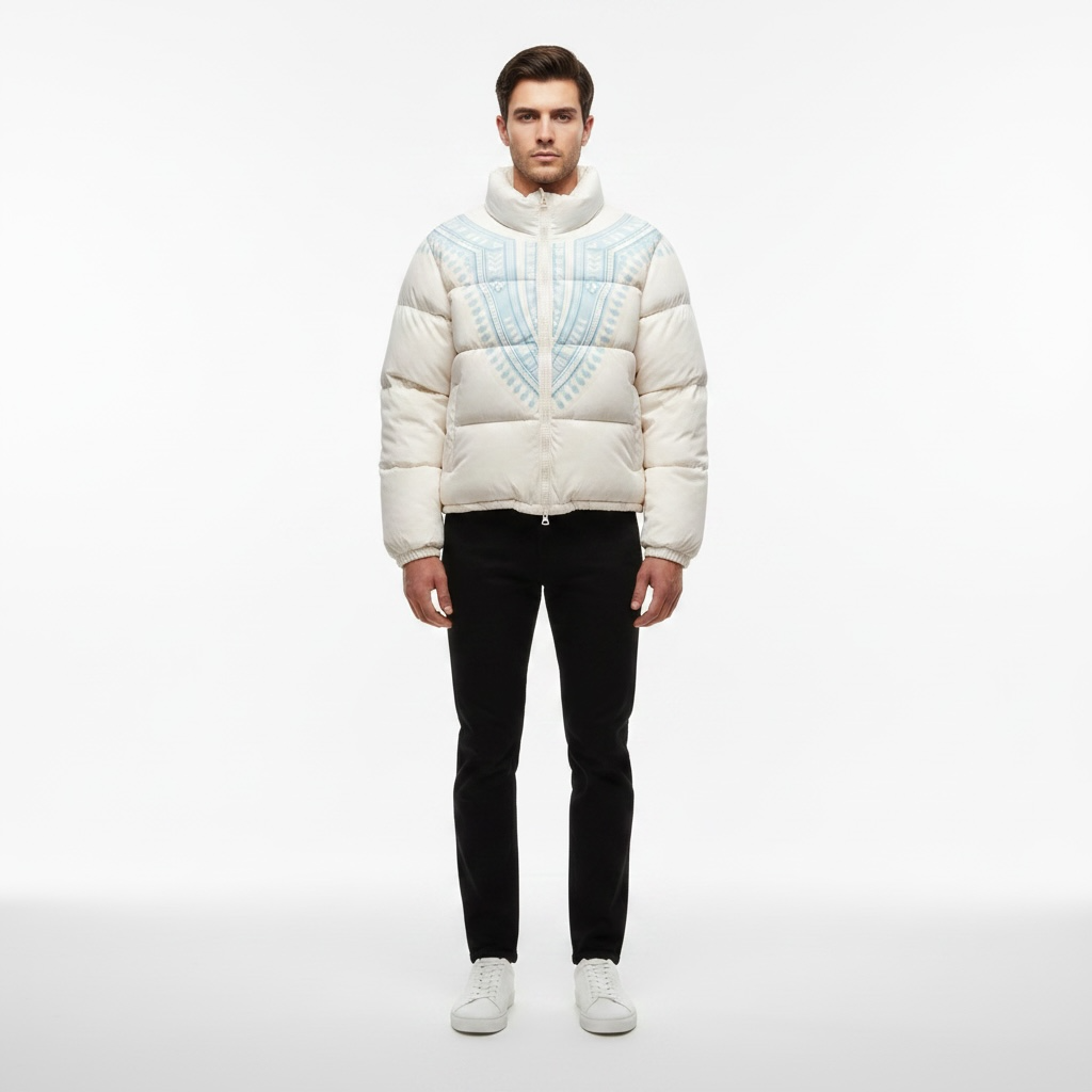Harmattan Puffer Jacket - Blue on White